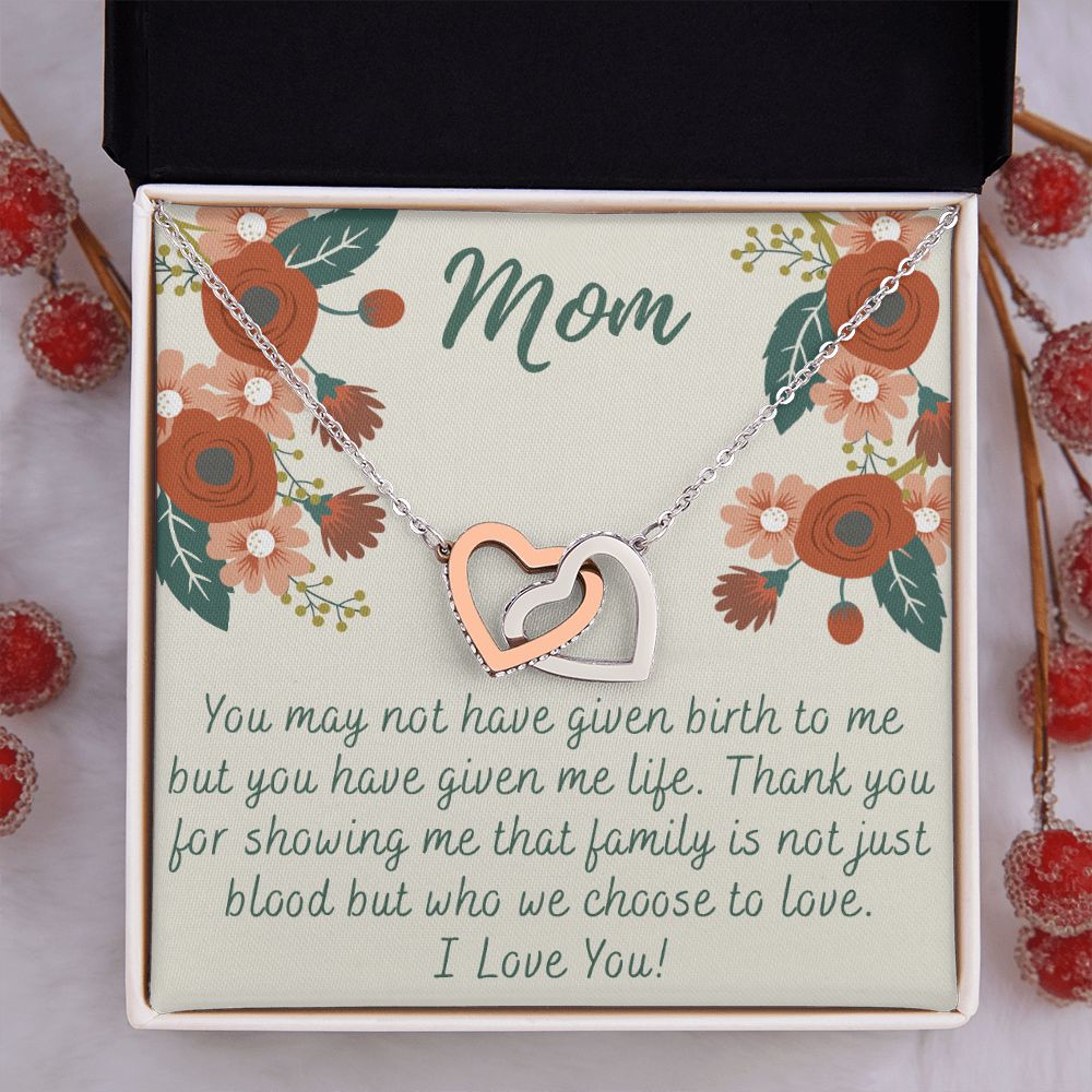 To My Mom Love Knot Necklace Gift for Stepmom Birthday Present Idea for Mother Interlocking Hearts Necklace