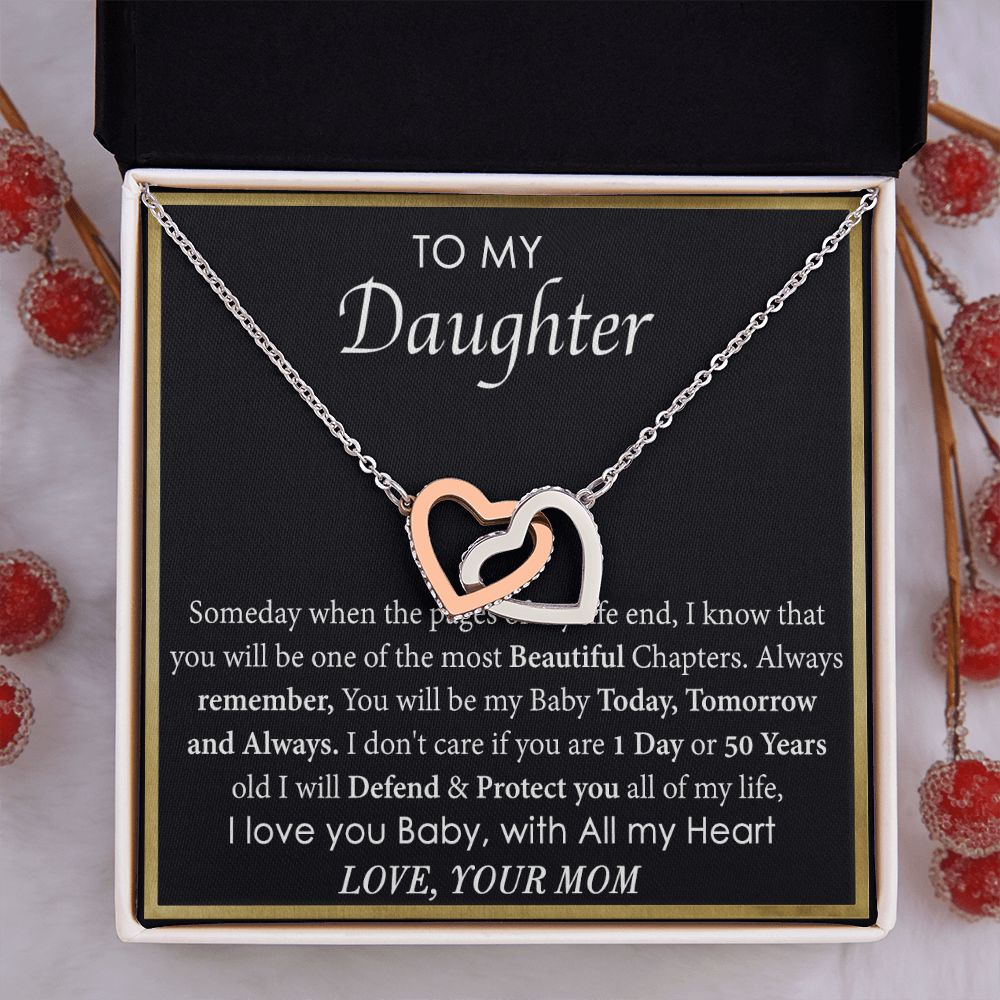 Mother Daughter Gift Ideas, To My Daughter Gift Necklace from Mom, Jewelry Pendant Present for Daughter, Birthday Christmas Gift Graduation Gifts for Daughters, Mother and Daughter Necklace 2136 Interlocking Hearts Necklace