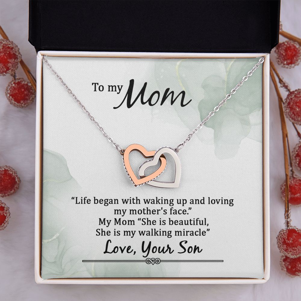 Mom Necklace Gifts for Mom from Daughter to Mom Gifts for Mothers Day from Daughter, To My Mom Necklace from Daughter to Mom Birthday Gifts Necklace with Message Card and Gift Box20 Interlocking Hearts Necklace