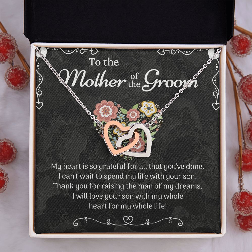 Mother of the Groom Sunflower Bracelet from Bride, Mother of the Groom Jewelry, Unique Mother Of The Groom Wedding Gift, Mom of Groom Gift Interlocking Hearts Necklace