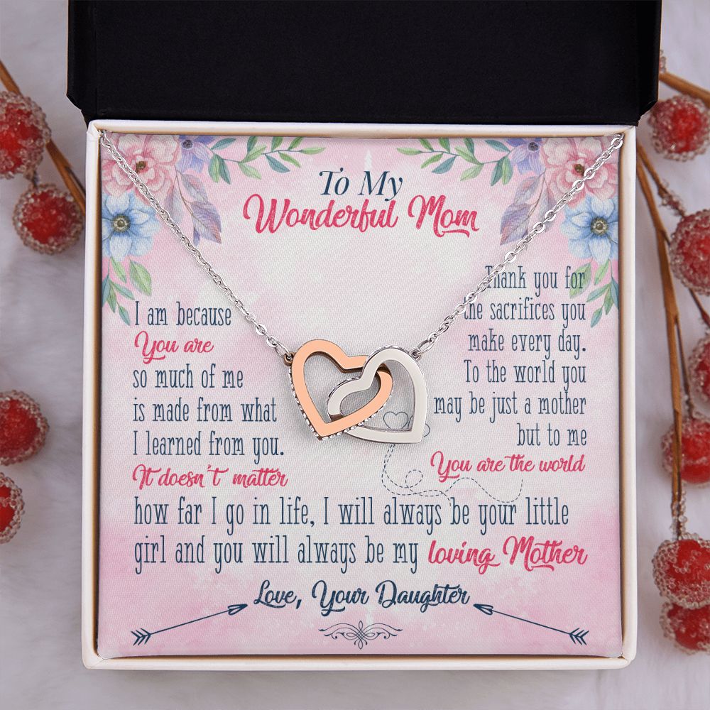 To My Wonderful Mom Necklace Pendant Gift From Daughter Necklace Gift For To Mom Happy Mother's Day Mother In Law Gift On Birthday Anniversary Gift 30821 Interlocking Hearts Necklace