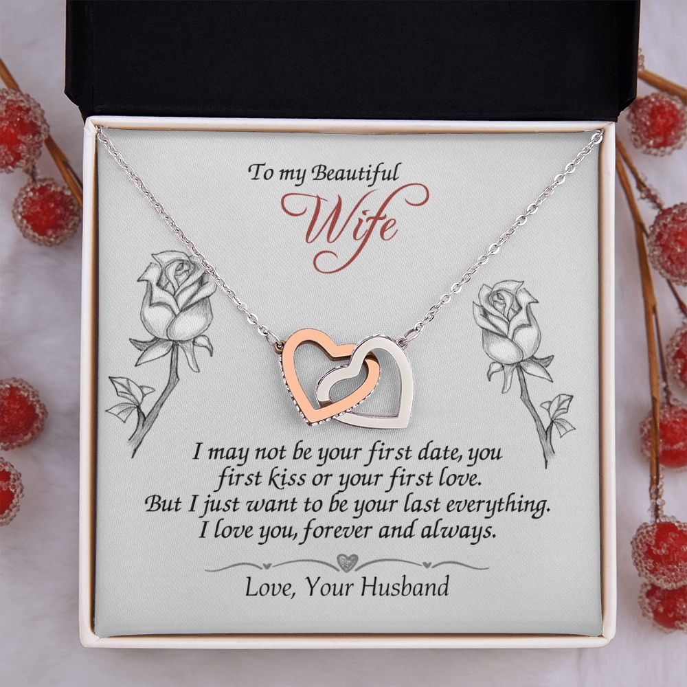 To My Beautiful Wife Necklace, Wedding Anniversary Jewelry For Women, Necklace For Wife from Husband, Gifts For Wife Birthday Gifts Necklace, Jewelry With Message Card In A Gift Box