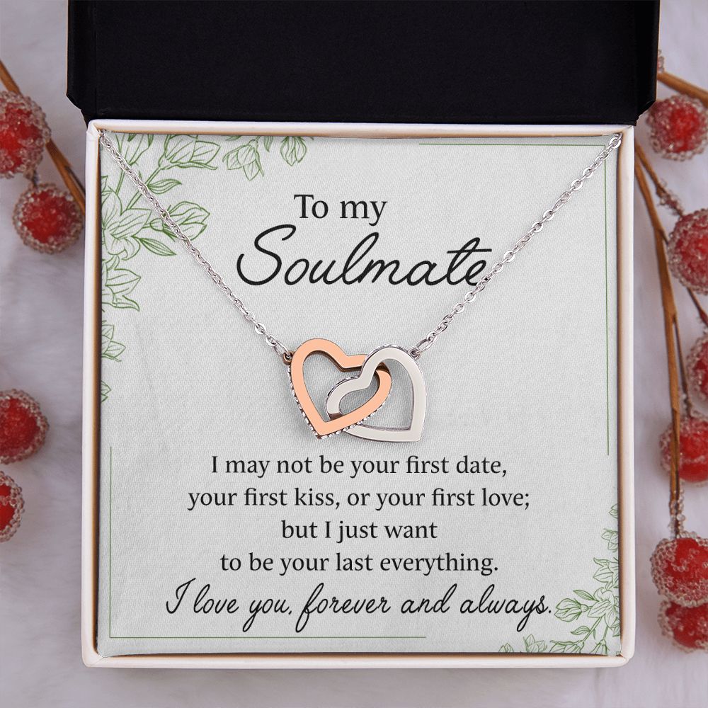 To My Soulmate Necklace for Women Birthday Christmas Jewelry Gifts For My Wife with Message Card Box Personalized Gift Present Pendant for Future Wife Soulmate Girlfriend Love 25 Interlocking Hearts Necklace