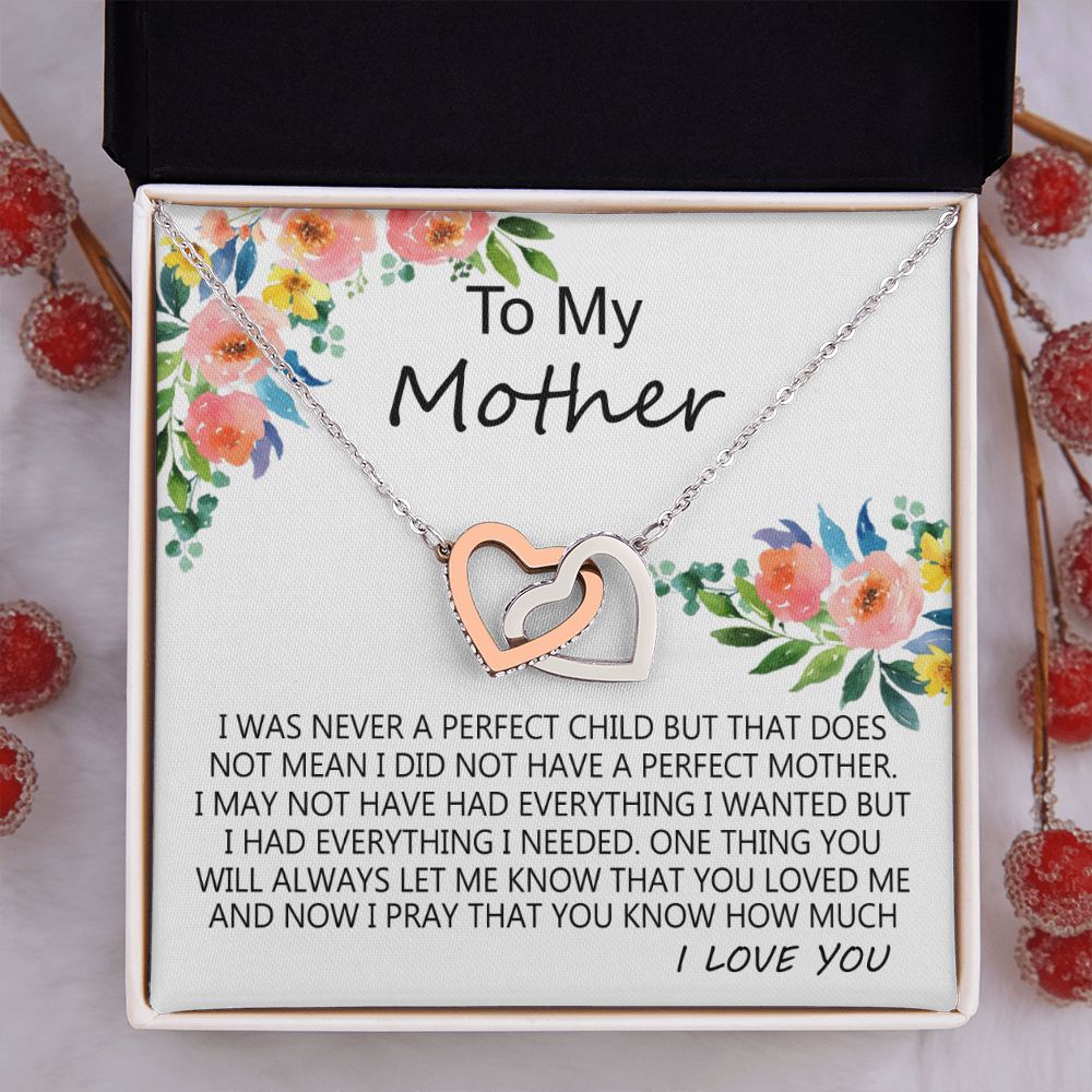 To My Mom Necklace Pendant Gift From Daughter And Happy Mother's Day Gift For Mom Birthday, Anniversary A Perfect Child Interlocking Hearts Necklace