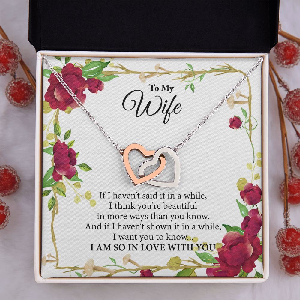 Birthday Gifts For Wife, Necklace Gifts For Wife From Husband, To My Wife Jewelry For Women , To My Wife Necklace  from Husband Wedding Anniversary Present For Wife, Beautiful Wife Jewelry Christmas19 Interlocking Hearts Necklace