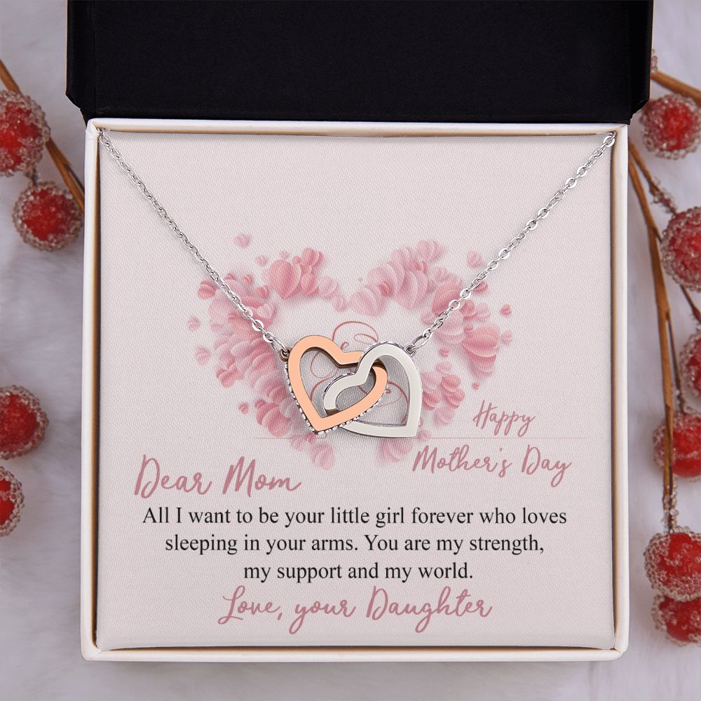 Mom Necklace Gifts for Mom from Daughter to Mom Gifts for Mothers Day from Daughter, To My Mom Necklace from Daughter to Mom Birthday Gifts Necklace with Message Card and Gift Box25 Interlocking Hearts Necklace
