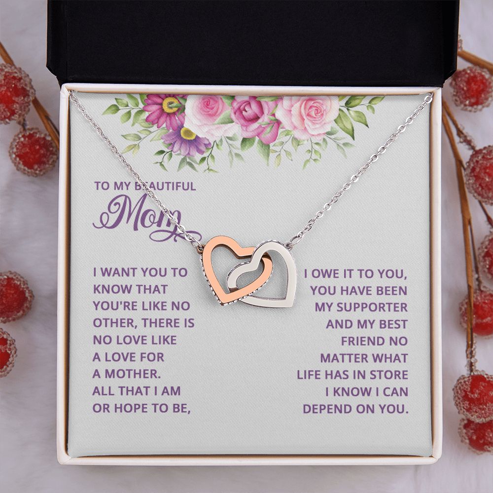 Mom Necklace Gifts for Mom from Daughter to Mom Gifts for Mothers Day from Daughter, To My Mom Necklace from Daughter to Mom Birthday Gifts Necklace with Message Card and Gift Box17 Interlocking Hearts Necklace