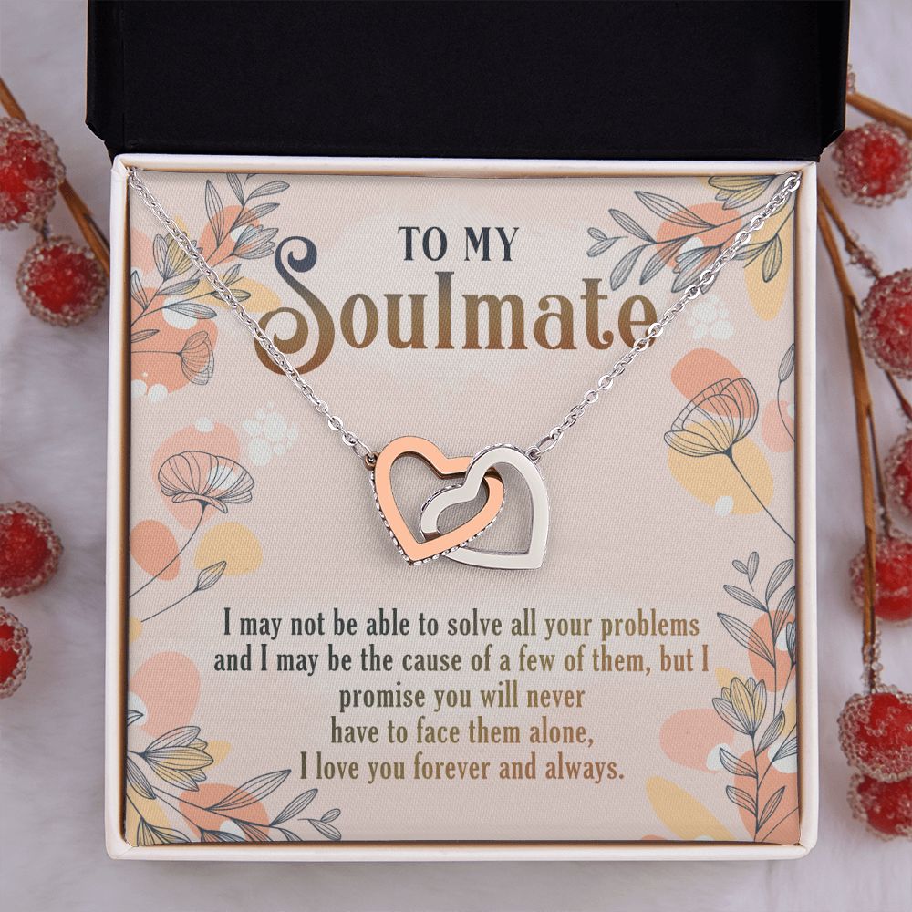 To My Soulmate Necklace for Women Birthday Christmas Jewelry Gifts For My Wife with Message Card Box Personalized Gift Present Pendant for Future Wife Soulmate Girlfriend Love 8 Interlocking Hearts Necklace
