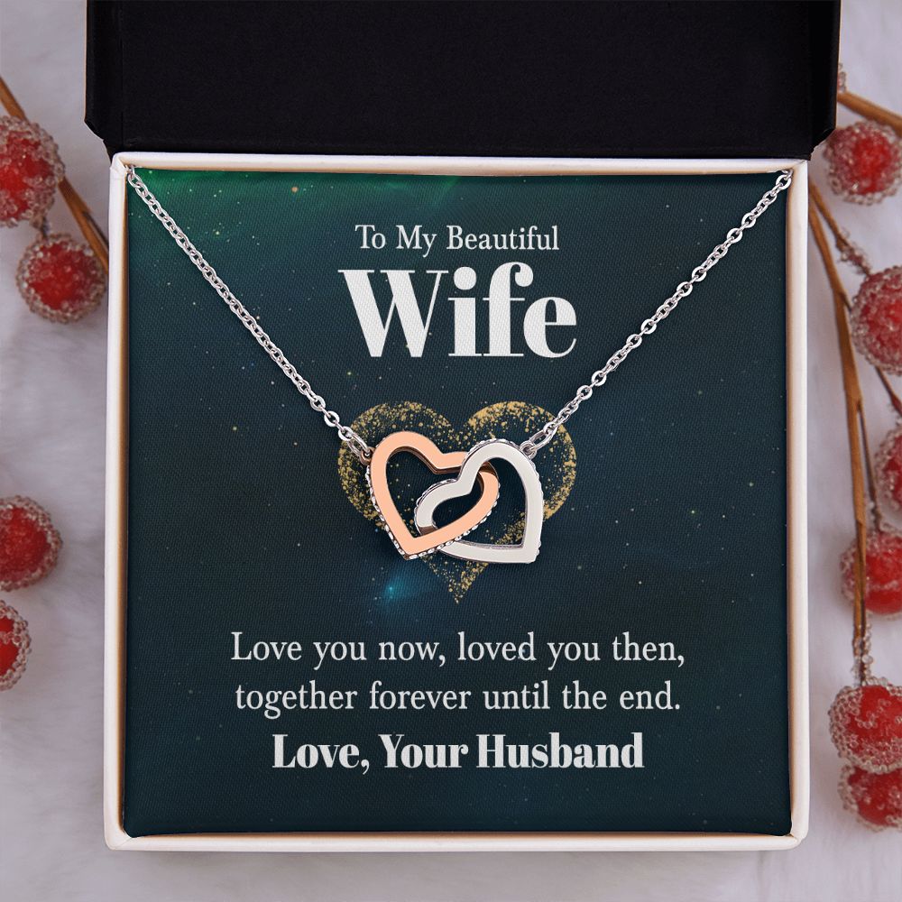 To My Beautiful Wife Necklace, Wedding Anniversary Jewelry For Women, Necklace For Wife from Husband, Gifts For Wife Birthday Gifts Necklace, Jewelry With Message Card In A Gift Box