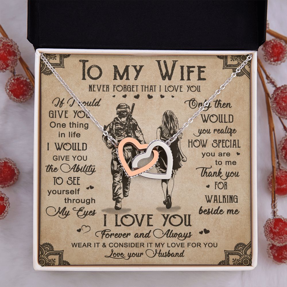 Birthday Gifts For Wife, Necklace Gifts For Wife From Husband, To My Wife Jewelry For Women , To My Wife Necklace  from Husband Wedding Anniversary Present For Wife, Beautiful Wife Jewelry Christmas20 Interlocking Hearts Necklace