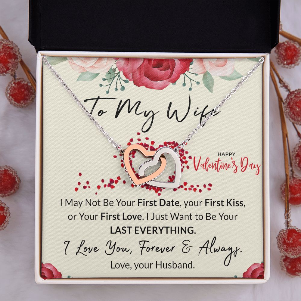 To My Wife Necklace from Husband, Personalized Necklace for Women, Luxury Necklace for Wife from Man Men, Wedding Anniversary Present For Wife, Beautiful Wife Jewelry Christmas Birthday Gift For Wife23 Interlocking Hearts Necklace