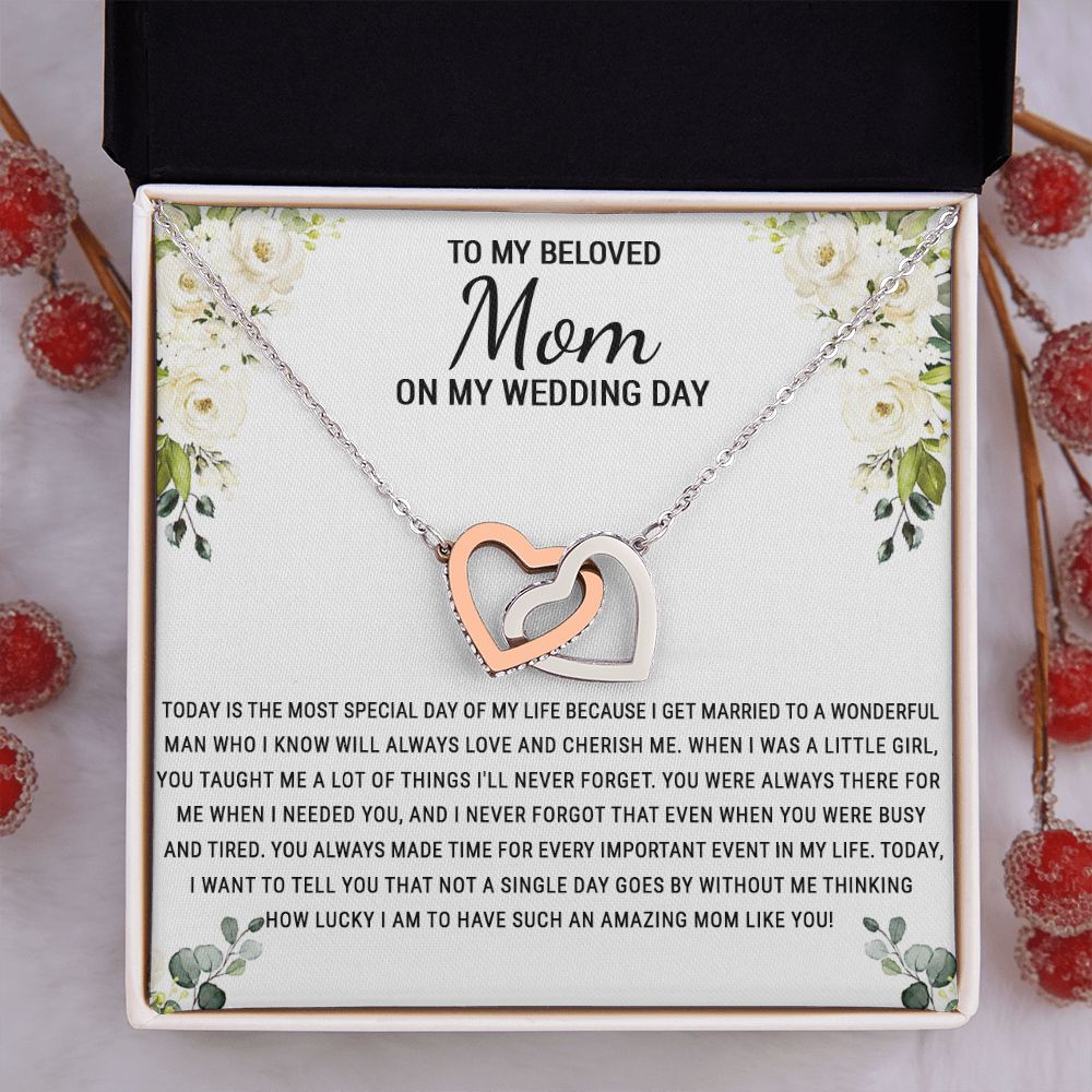 To My Beloved Mom On My Wedding Day Necklace, Daughter Gift for Mom, Bride Gift for Mother, Mother of Bride Gift, Necklace for Mother of Bride Wedding Day, To my Mom Necklace