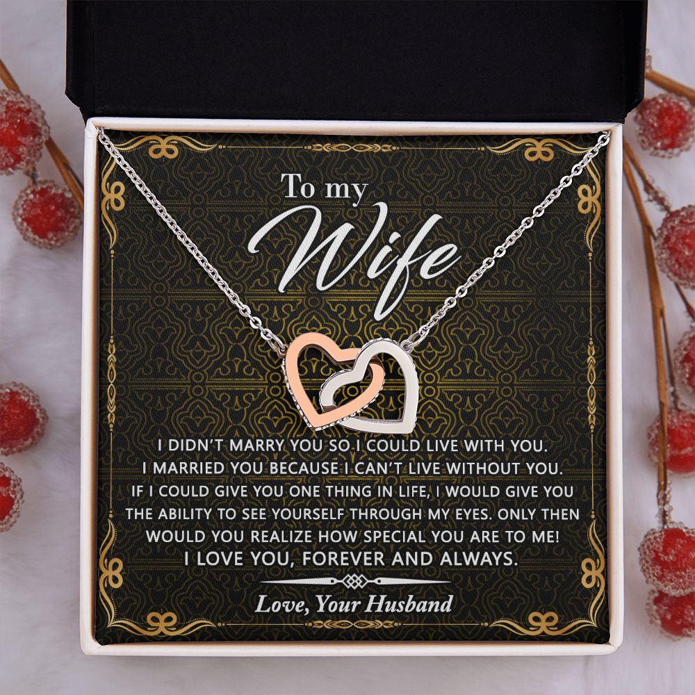 Birthday Gifts For Wife, Necklace Gifts For Wife From Husband, To My Wife Jewelry For Women , To My Wife Necklace  from Husband Wedding Anniversary Present For Wife, Beautiful Wife Jewelry Christmas25 Interlocking Hearts Necklace