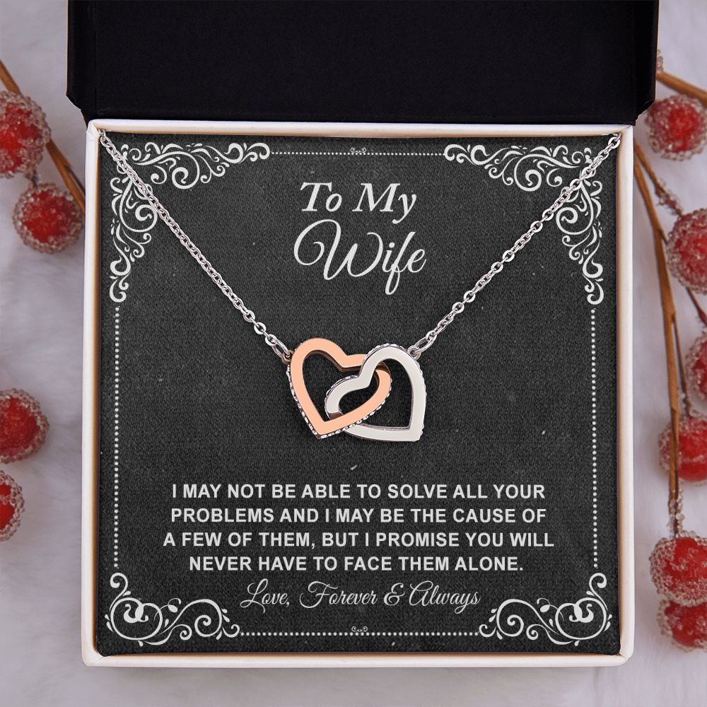 To My Wife Necklace, Gift For Wife From Husband, Anniversary Gift, Valentine's Interlocking Hearts Necklace