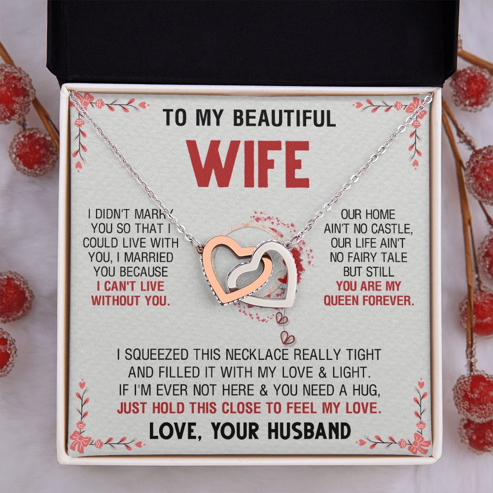 To My Beautiful Wife Necklace, Wedding Anniversary Jewelry For Women, Necklace For Wife from Husband, Gifts For Wife Birthday Gifts Necklace, Jewelry With Message Card In A Gift Box