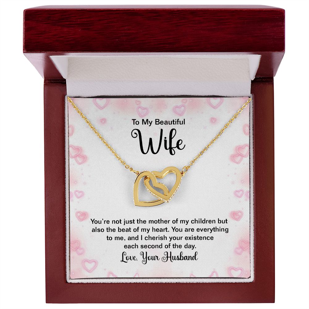 Valentine's Day Gift for Wife, Interlocking Hearts Necklace for Wife, Necklace for Wife from Husband, Gold/Silver Pendant, Present for Birthday, Anniversary, Christmas