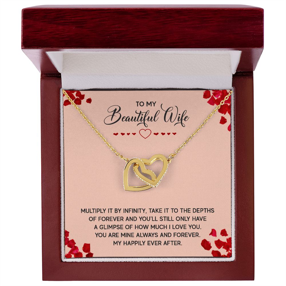 To My Wife Necklace, Luxury Jewelry For Wife, Couples Gifts Neckalce For Wife From Husband, Necklaces Styles On Birthday Christmas Wedding For Women, Interlocking Hearts Necklace For Her