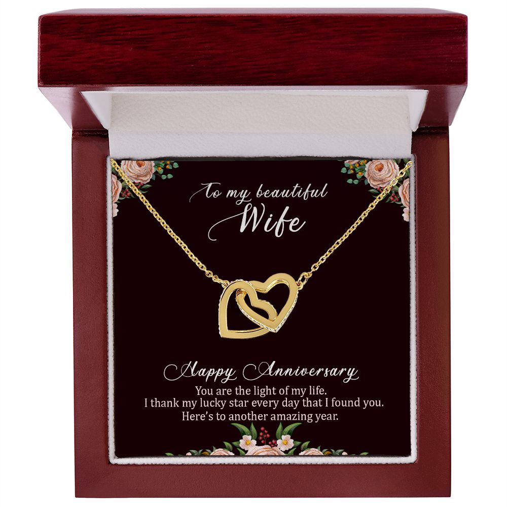 To My Wife Necklace Interlocking Heart Necklace Wife Gifts From Husband To My Wife Necklace, Gift for Her Romantic, Girlfriend Gifts Includes Message Card and Gift Box
