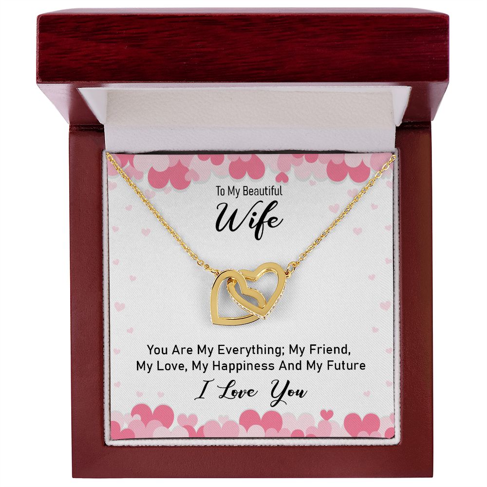 To My Wife Necklace from Husband Luxury Jewelry For Wife, Couples Gifts Neckalce For Wife From Husband, Necklaces Styles On Birthday Christmas Wedding For Women, Interlocking Hearts Necklace For Her