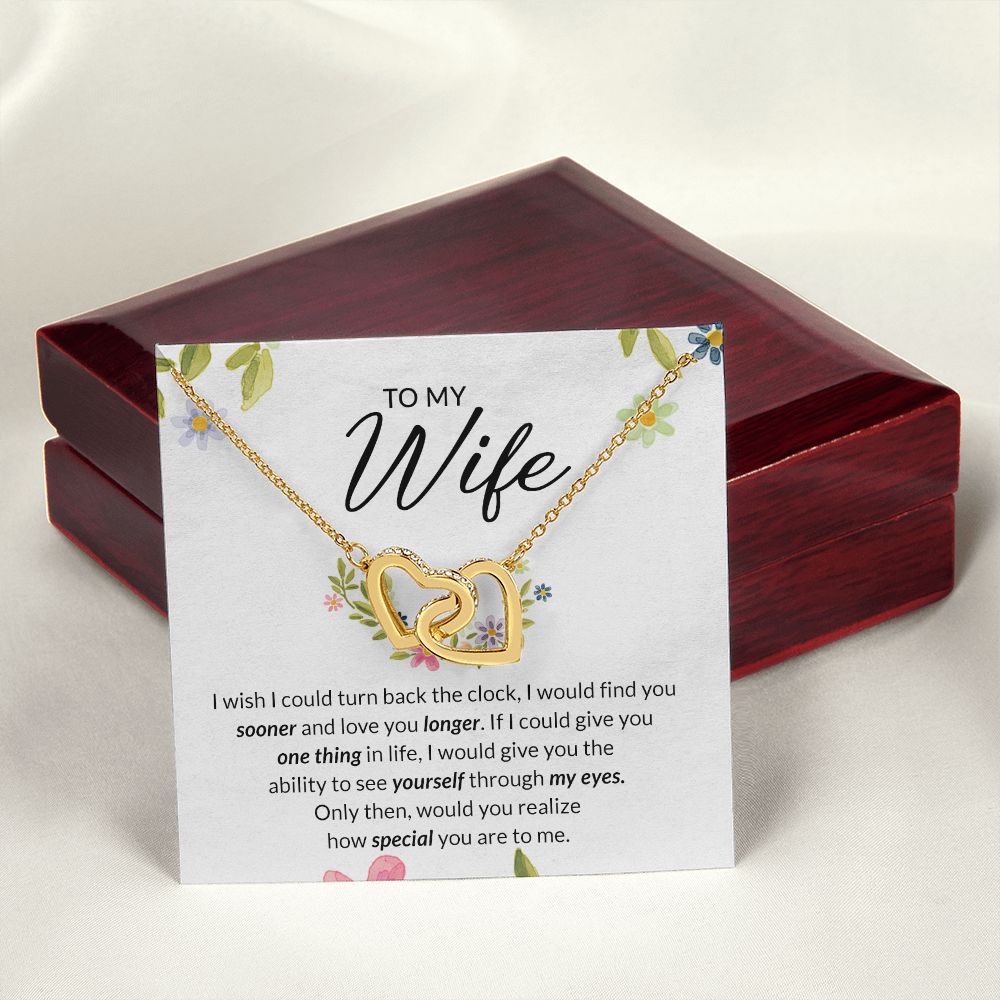 Birthday Gifts For Wife, Necklace Gifts For Wife From Husband, To My Wife Jewelry For Women , To My Wife Necklace  from Husband Wedding Anniversary Present For Wife, Beautiful Wife Jewelry Christmas17 Interlocking Hearts Necklace