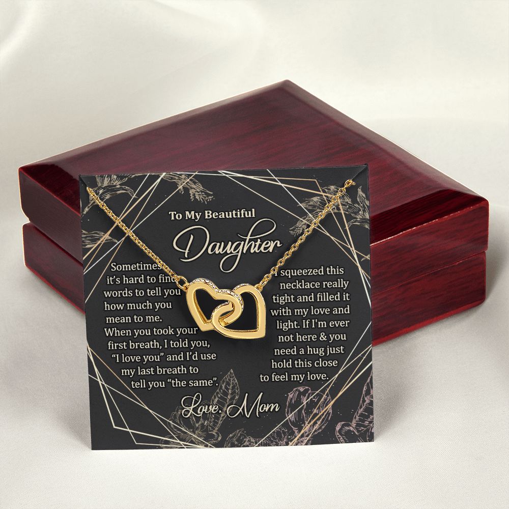 To My Daughter Gift Necklace from Mom, Mother and Daughter Necklace for Girls, Mother Daughter Gift Ideas, Jewelry Pendant Interlocking Hearts Necklace