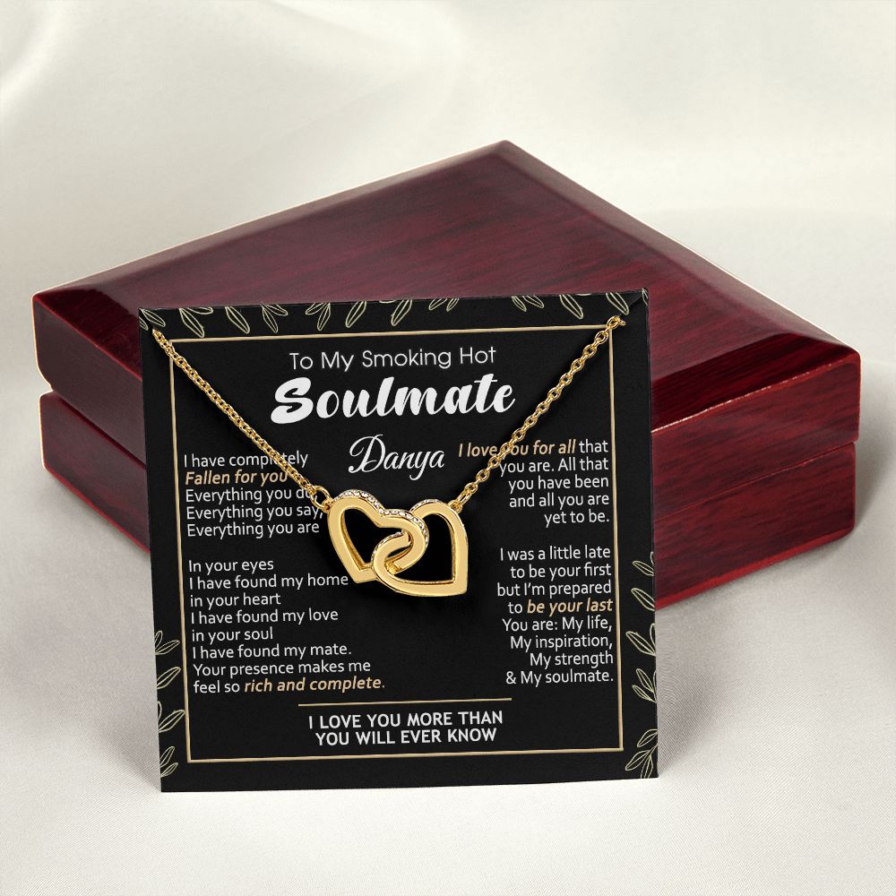 To My Smokin Hot Soulmate Necklace - Wife Gifts From Husband To My Wife Necklace, Gift for Her Romantic, Girlfriend Gifts Necklace for Wife from Men Includes Message Card and Gift Box 7 Interlocking Hearts Necklace