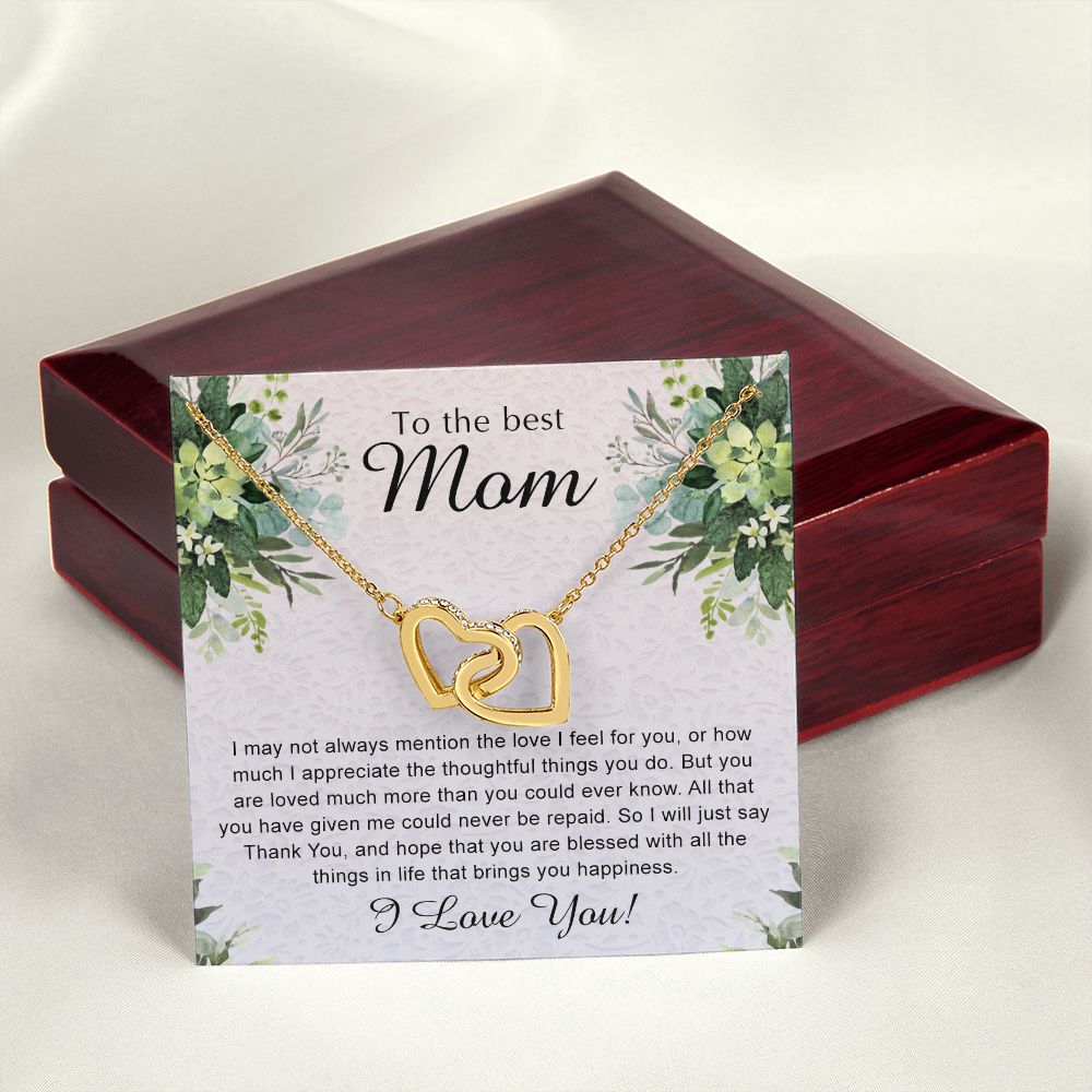 To My Best Mom Necklace, Necklace for Mother, Daughter Gift For Mom, Present For Mom, Mother Gifts from Son or Daughter, Jewelry Gift for Mothers Day, Birthday Gift for Mother, Moms Interlocking Hearts Necklace