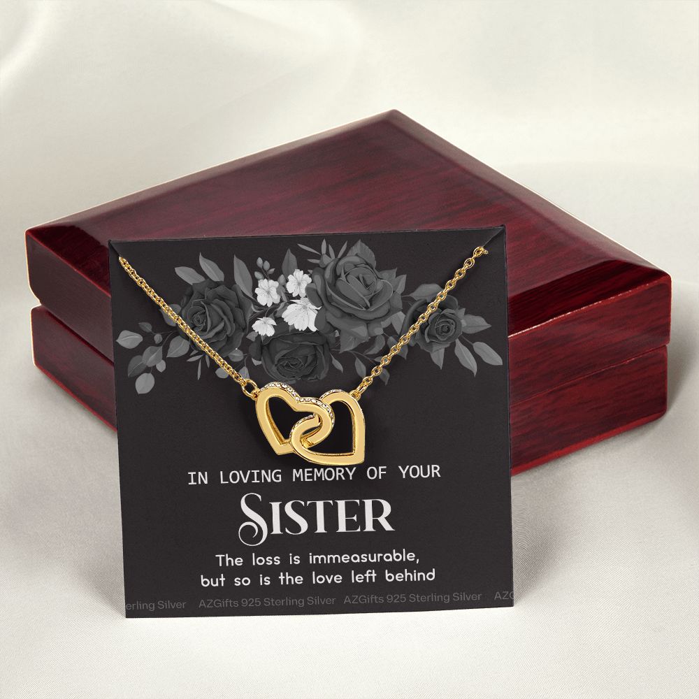 In Memory Of Your Sister, Sympathy Gift Loss Of Sister, Sympathy Gift Box, Loss Of Sister Necklace, Loss Of Sister, Loss Of A Sister Interlocking Hearts Necklace