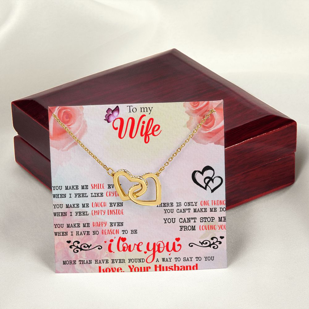 To My Wife Necklace, Wedding Anniversary Jewelry For Women, Necklace For Wife from Husband, Gift For Wife Birthday Gifts From Husband Necklace, Jewelry With Message Card In A Gift Box3 Interlocking Hearts Necklace