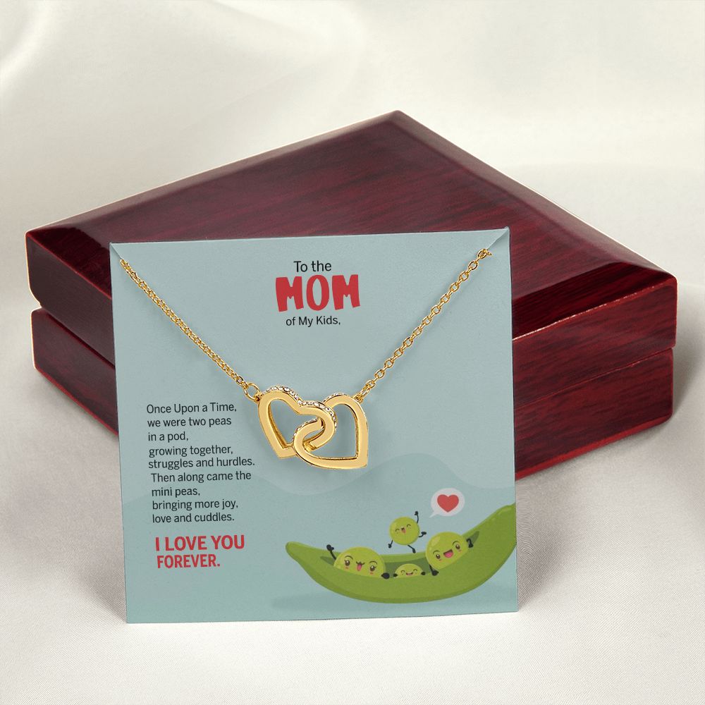 To My Mom Peas Pod Necklace From Kids, Gift For Mom On Mother's Day Jewelry Mom Interlocking Hearts Necklace