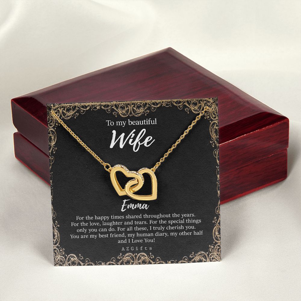 To My Wife Necklace from Husband, Personalized Necklace for Women, Luxury Necklace for Wife from Man Men, Wedding Anniversary Present For Wife, Beautiful Wife Jewelry Christmas Birthday Gifts For Wife9 Interlocking Hearts Necklace