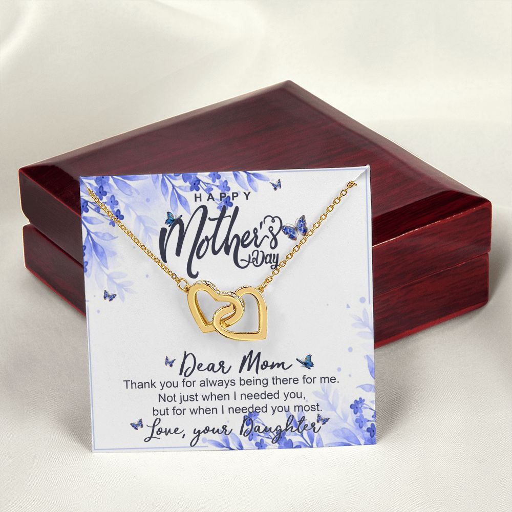 Happy Mother Day, Mothers Day Gifts Necklace, Gifts For Mom From Daughter Or Son Interlocking Hearts Necklace