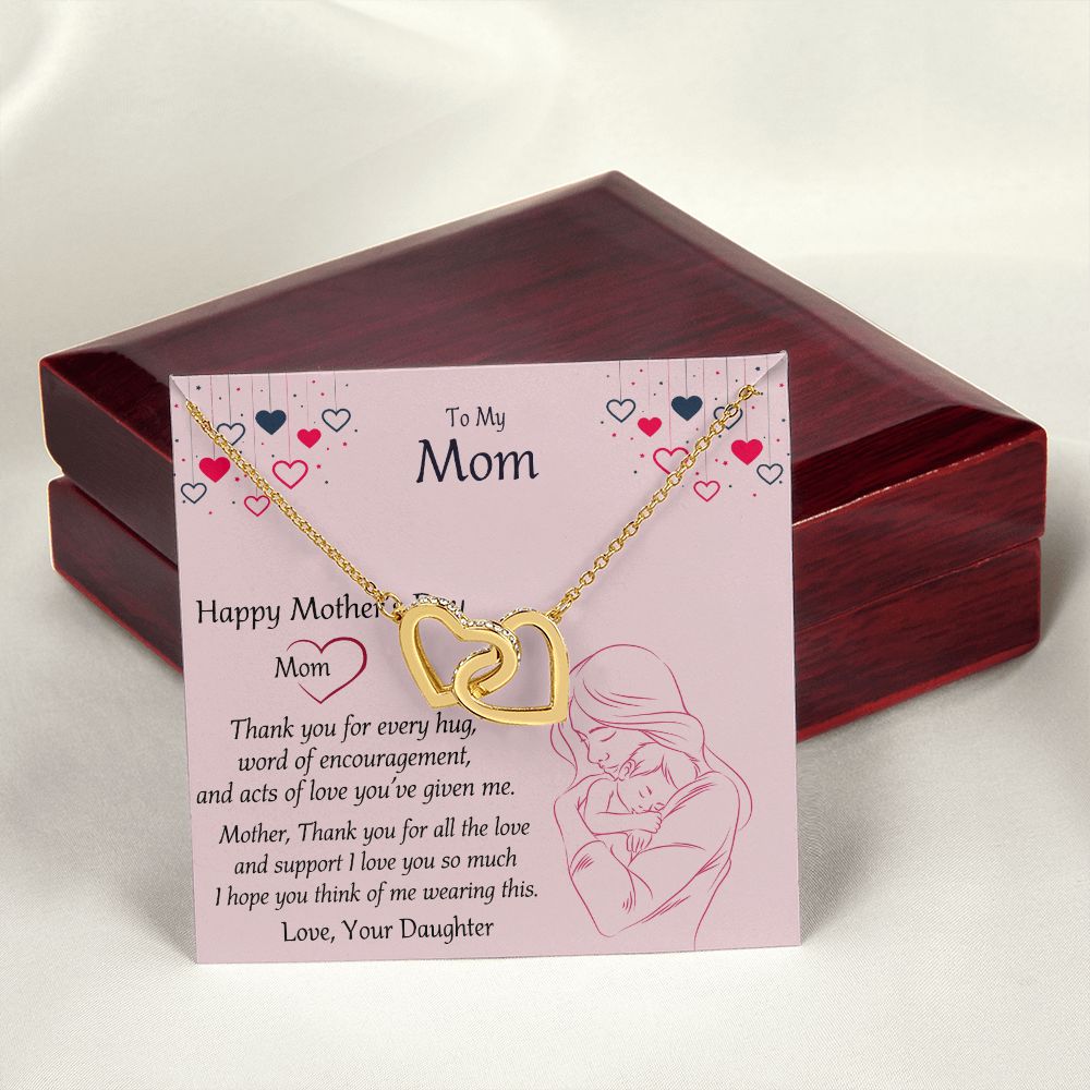 Mom Necklace Gifts for Mom from Daughter to Mom Gifts for Mothers Day from Daughter, To My Mom Necklace from Daughter to Mom Birthday Gifts Necklace with Message Card and Gift Box10 Interlocking Hearts Necklace