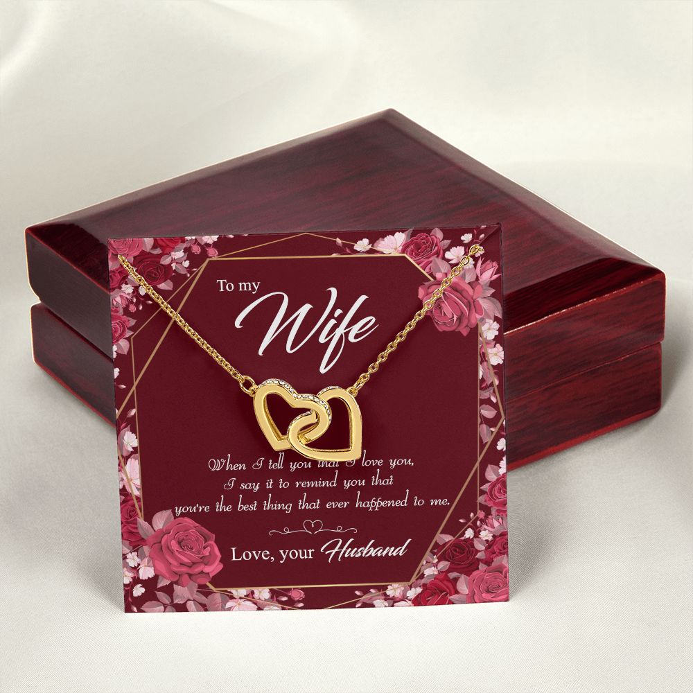 To My Wife Necklace Pendant Gift From Husbnd Habby Birthday Jewelry with Message Card and Gift Box. Wife Necklace Gift for Wife from Husband Valentine's Day Gift For Wife Future Wife Interlocking Hearts Necklace