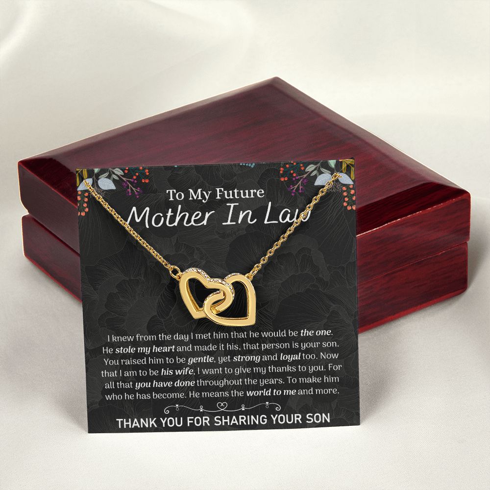 Future Mother In Law Sunflower Bracelet, Mother In Law To Be Gifts, Soon To Be Mother In Law Gifts, Future Mother In Law Birthday Gift Interlocking Hearts Necklace