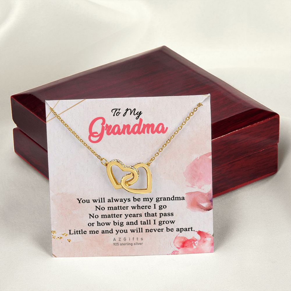 To My Grandma Necklace, Gift for Grandmother Necklace, Mothers Day Gift For Grandma Nana, Grandma Jewelry From Grandchildren GrandKids , Jewelry Box Gift For Grandma Grandmother13 Interlocking Hearts Necklace