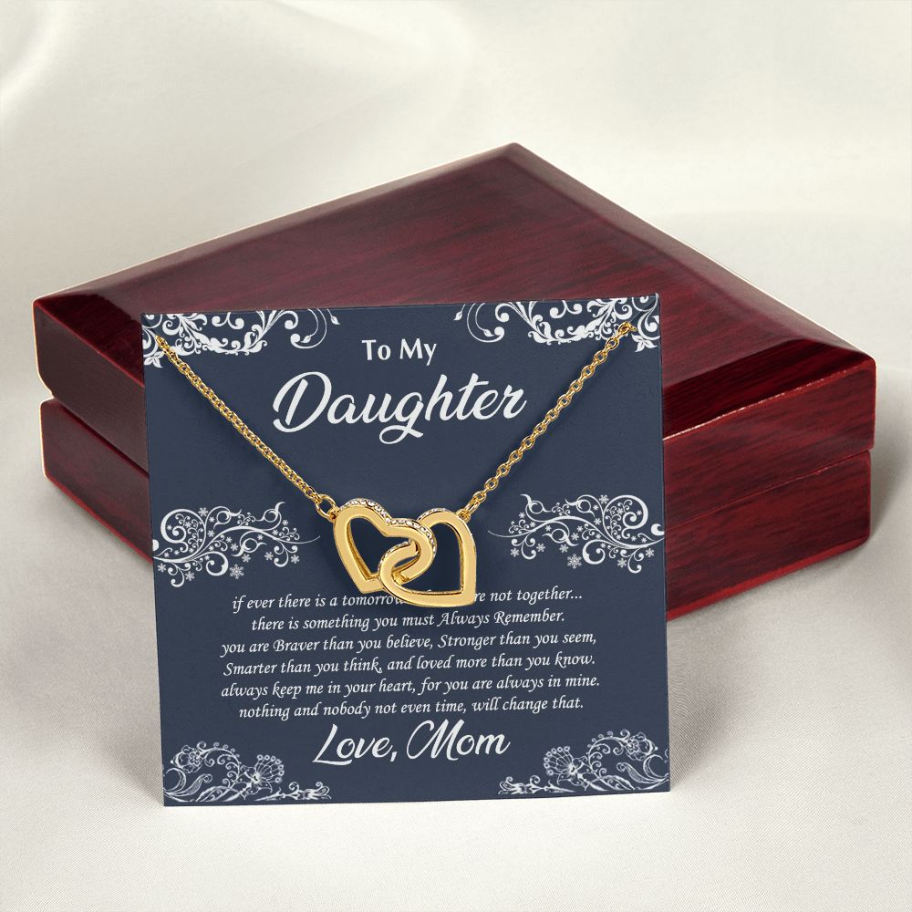 Jewelry Pendant Present for Daughter, To My Daughter Gift Necklace from Mom, Mother Daughter Gift Ideas, Birthday Christmas Gift Graduation Gifts for Daughters, Mother and Daughter Necklace 19 Interlocking Hearts Necklace