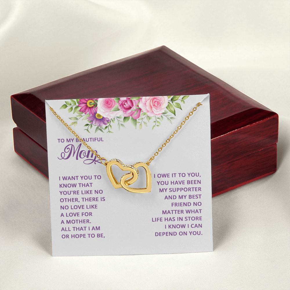 Mom Necklace Gifts for Mom from Daughter to Mom Gifts for Mothers Day from Daughter, To My Mom Necklace from Daughter to Mom Birthday Gifts Necklace with Message Card and Gift Box17 Interlocking Hearts Necklace