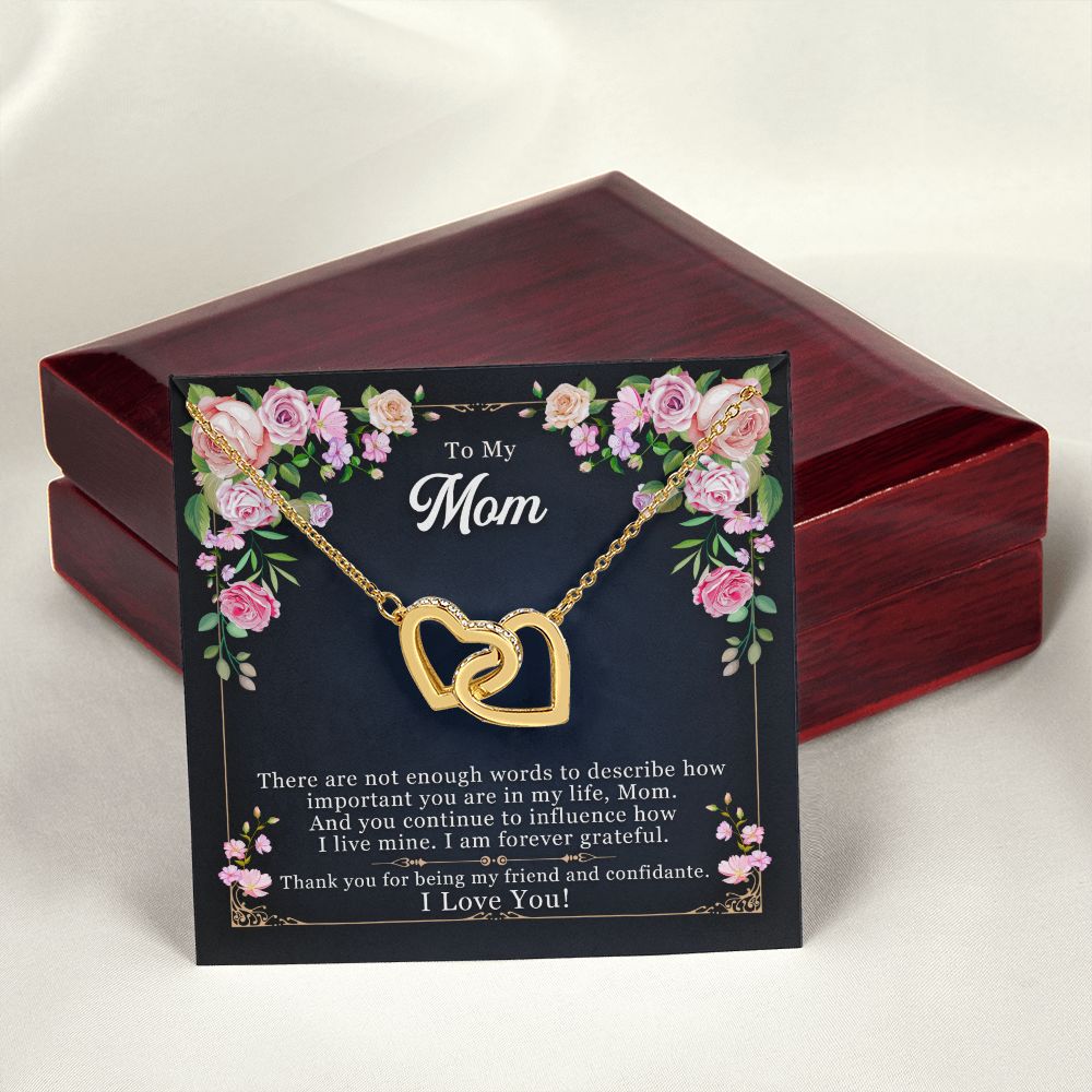 To My Mom Necklace Pendant Gift From Daughter Thank You For Being My Friend And Confidant With Message Card Gift For Mom Interlocking Hearts Necklace