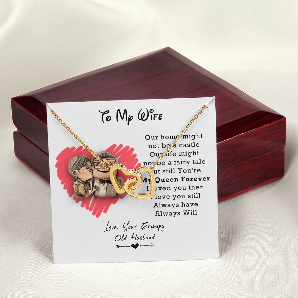 To My Wife Necklace from Husband, Personalized Necklace for Women, Luxury Necklace for Wife from Man Men, Wedding Anniversary Present For Wife, Beautiful Wife Jewelry Christmas Birthday Gifts For Wife3 Interlocking Hearts Necklace