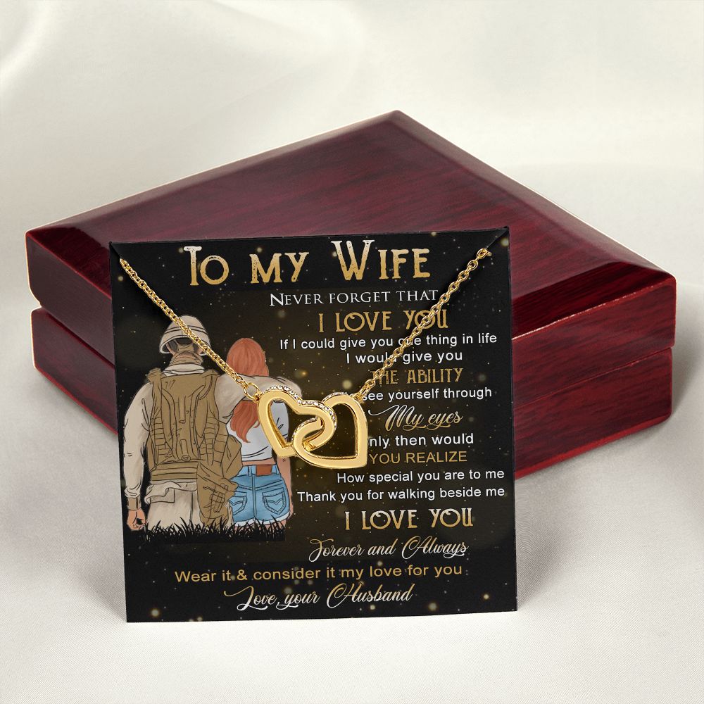 Birthday Gifts For Wife, Necklace Gifts For Wife From Husband, To My Wife Jewelry For Women , To My Wife Necklace  from Husband Wedding Anniversary Present For Wife, Beautiful Wife Jewelry Christmas21 Interlocking Hearts Necklace