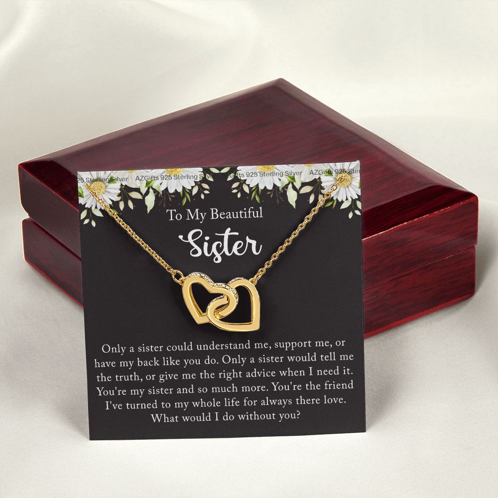 To My Sister Necklace, Sister to Sister, Birthday gift For Sister from Brother 2 Interlocking Hearts Necklace
