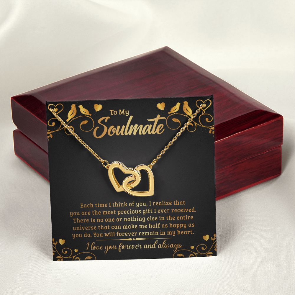 To My Soulmate Necklace for Women Birthday Christmas Jewelry Gifts For My Wife with Message Card Box Personalized Gift Present Pendant for Future Wife Soulmate Girlfriend Love 19 Interlocking Hearts Necklace