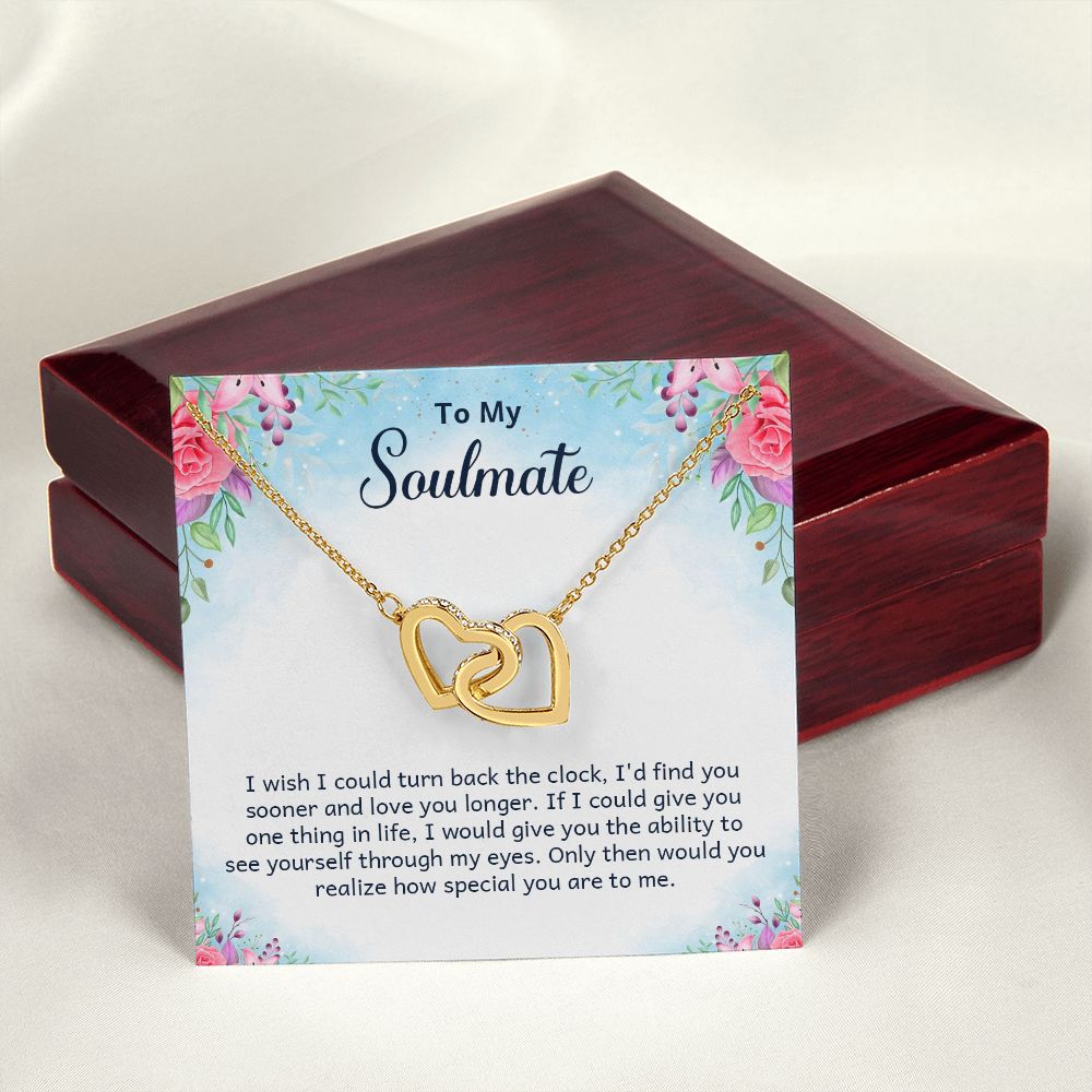To My Soulmate Necklace for Women Birthday Christmas Jewelry Gifts For My Wife with Message Card Box Personalized Gift Present Pendant for Future Wife Soulmate Girlfriend Love 17 Interlocking Hearts Necklace