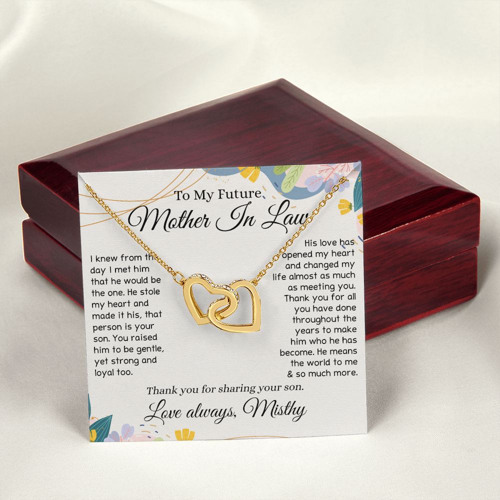 To My Future Mother In Law Necklace, Thoughtful Gift For Future Mother In Law, Wedding Gifts Mother In Law, Personalized Gift for Mother-In-Law, Wedding Gift Bride Groom To MIL Interlocking Hearts Necklace