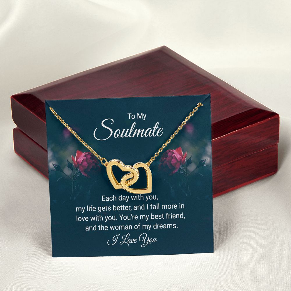 To My Soulmate Necklace for Women Birthday Christmas Jewelry Gifts For My Wife with Message Card Box Personalized Gift Present Pendant for Future Wife Soulmate Girlfriend Love 20 Interlocking Hearts Necklace