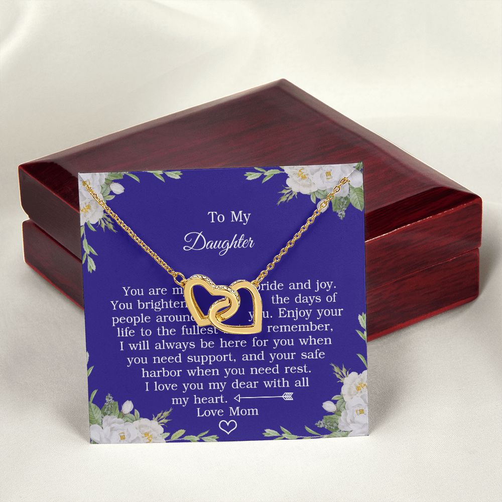 Mother Daughter Gift Ideas, To My Daughter Gift Necklace from Mom, Jewelry Pendant Present for Daughter, Birthday Christmas Gift Graduation Gifts for Daughters, Mother and Daughter Necklace 2137 Interlocking Hearts Necklace