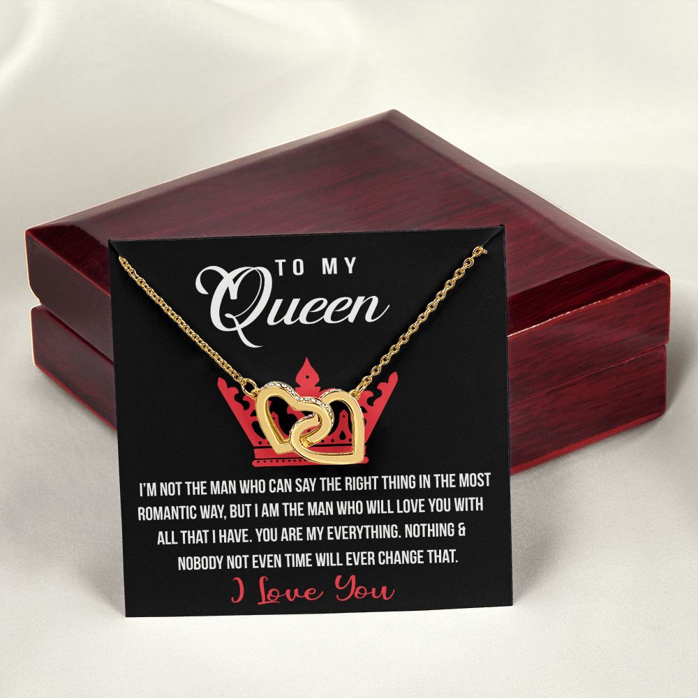 To My Queen Love Knot Necklace, Gift For Wife Girlfriend Soulmate Future Wife Interlocking Hearts Necklace