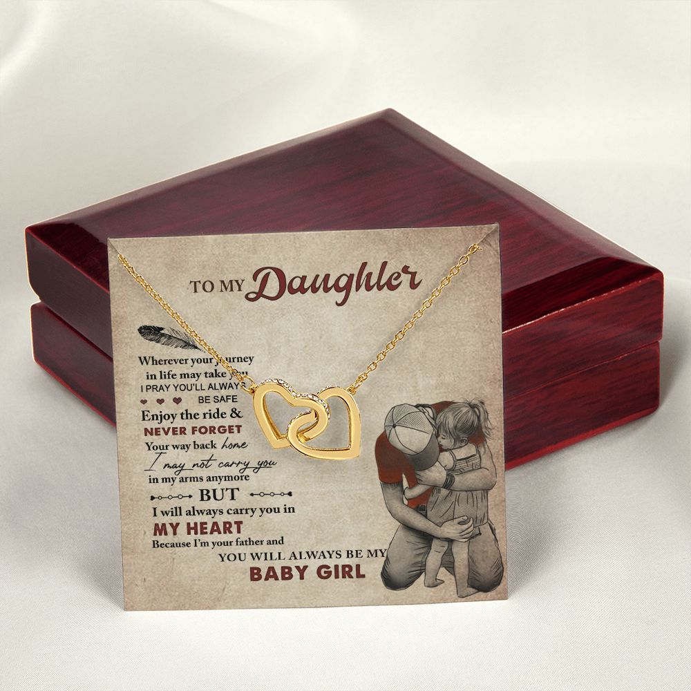 To My Daughter Necklaces Pendants - Father and Daughter Necklace - Gift from Daddy - Luxury Necklace Silver On Birthday, Anniversary - Includes Gift Box Interlocking Hearts Necklace