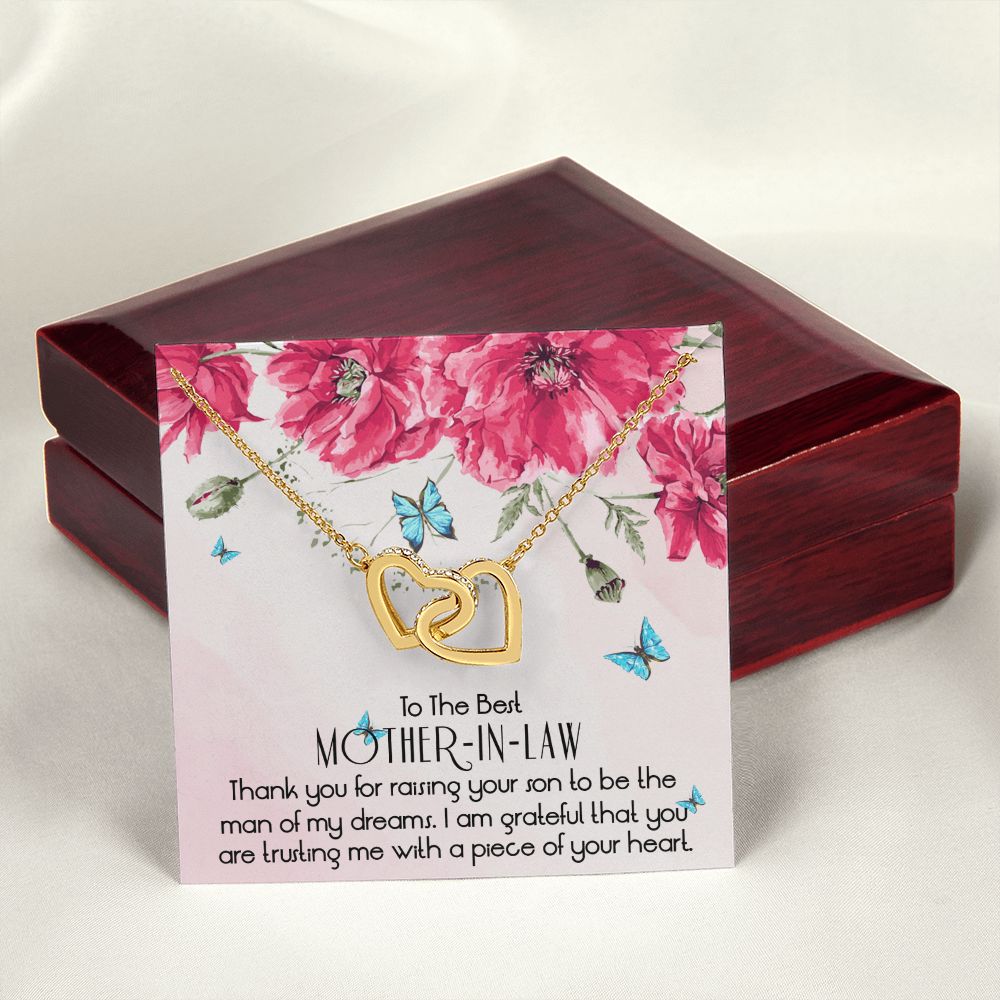 To The Best Mother In Law Necklace, Mother In Law Gifts, Mothers Day Gifts Necklace Interlocking Hearts Necklace